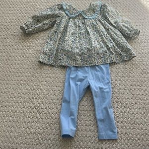 18m Cecil and Lou light blue floral pant and shirt set